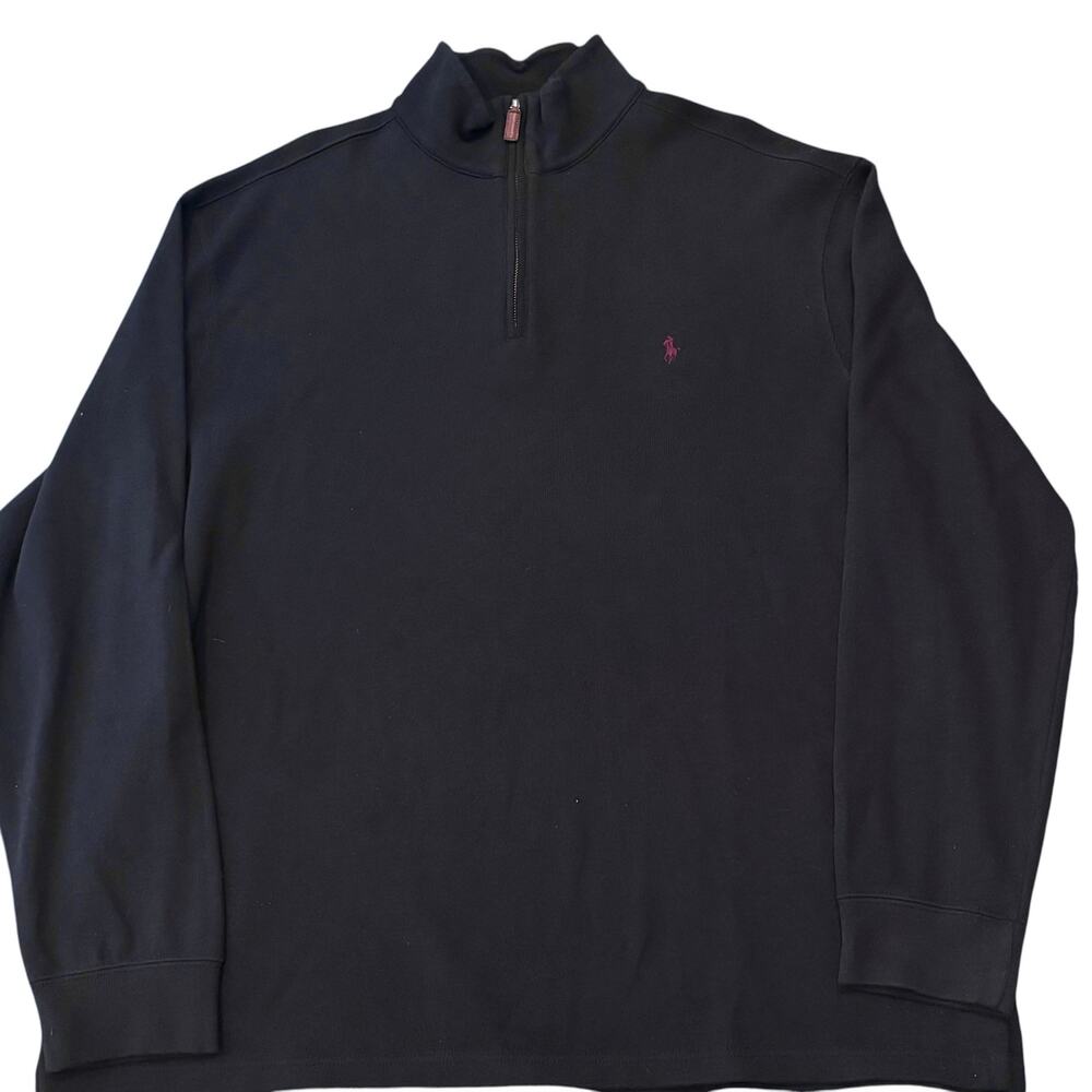 Vintage Polo Ralph Lauren Estate Rib 1/4 Zip Pullover Navy Blue XXL